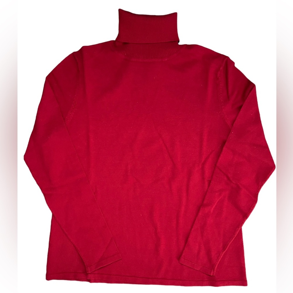 Pursuits, Ltd Silk Turtleneck Red Petite M